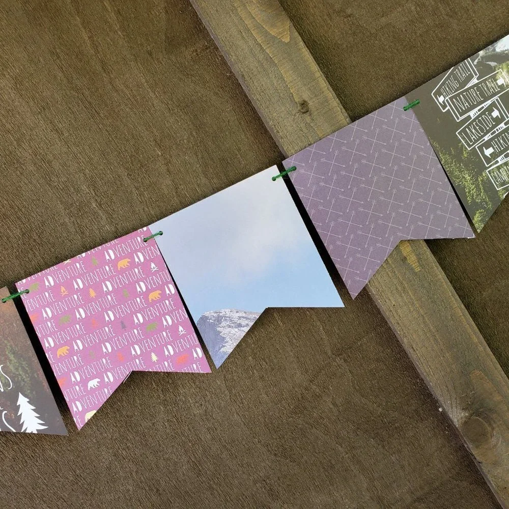 Mountain Banner Set | Camping Theme, Adventure Awaits Baby Shower Decorations